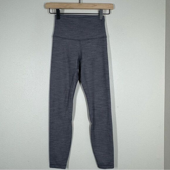 Lululemon Align Pant II Mini Herringbone Heathered Gray White Leggings 2 - Picture 3 of 5